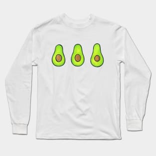 3 Avocados - cute and fun avocado design on white Long Sleeve T-Shirt